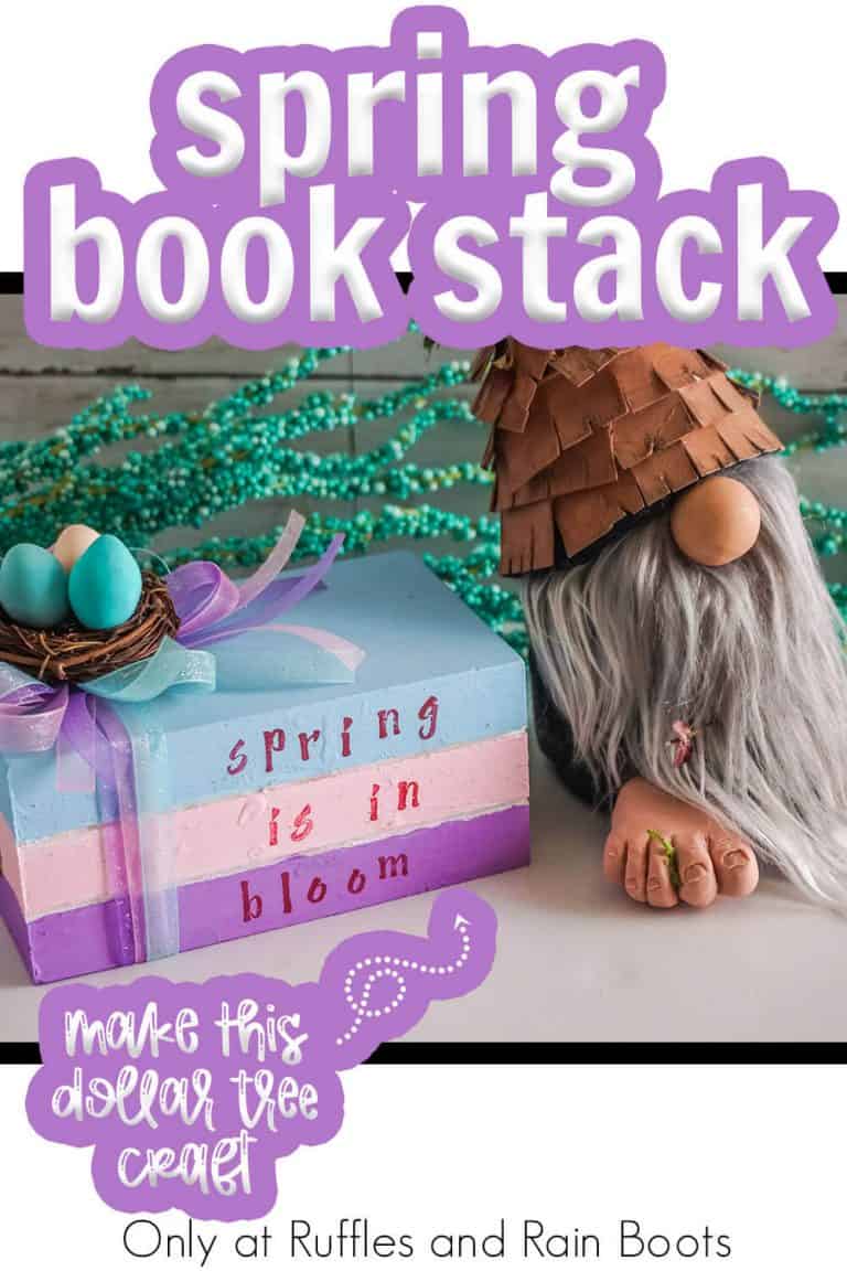 Make This Cute DIY Spring Book Stack from a Dollar Tree Wood Crate!