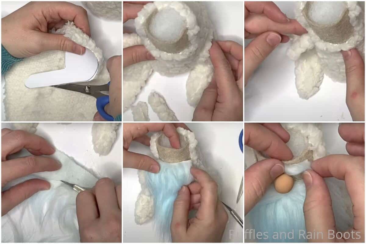 photo collage of how to make an easter bunny gnome