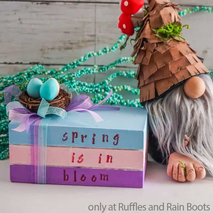 Make This Cute DIY Spring Book Stack from a Dollar Tree Wood Crate!