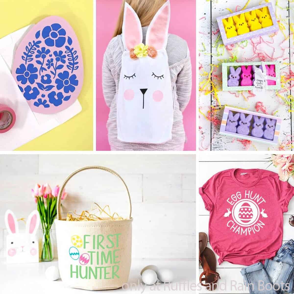 photo collage of easter cricut crafts