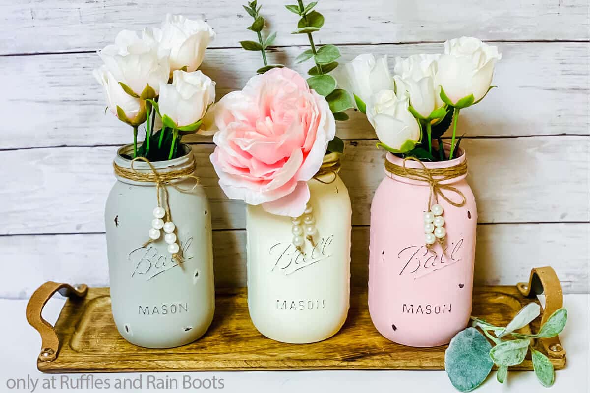 pastel chalk painted farmhouse mason jars