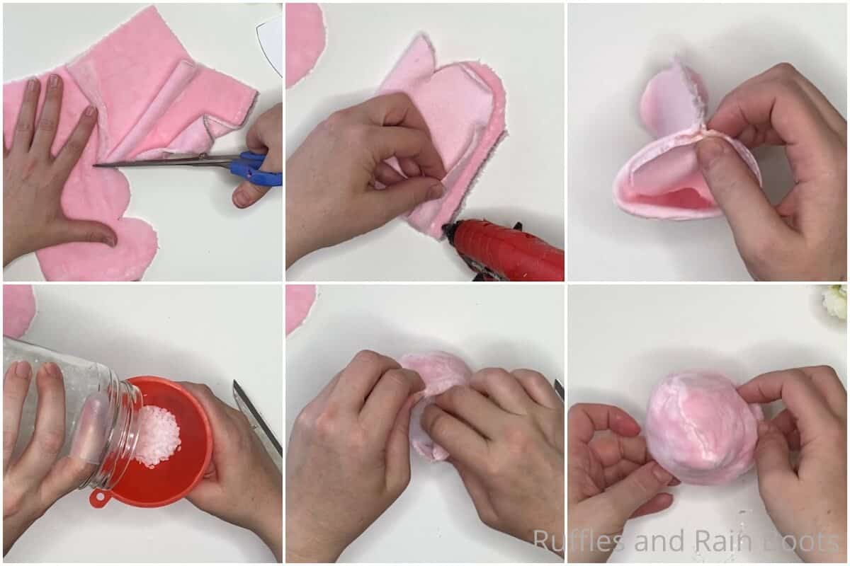 photo collage tutorial of how to make a flower pot gnome