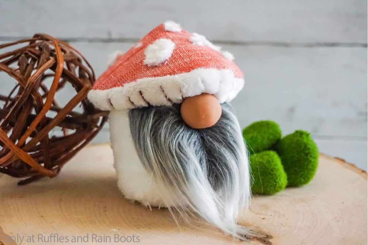 tiered tray gnome with a mushroom hat