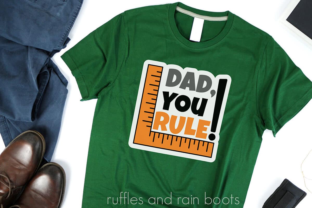 dad you rule fathers day svg on a green tshirt