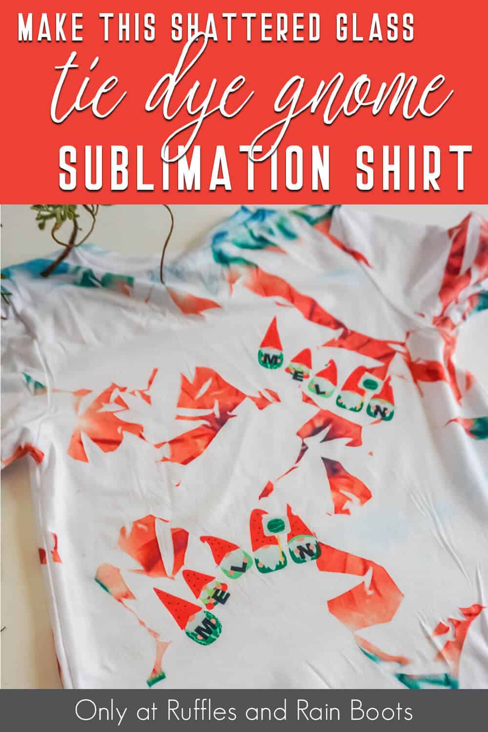 tik tok shattered glass sublimation shirt with gnomes with text which reads make this shattered glass tie dye gnome sublimation shirt