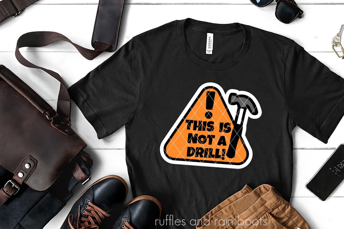 this is not a drill fathers day svg on a black t-shirt