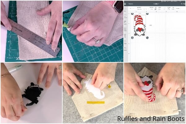 photo collage tutorial of how to make a gnome banner for the holidays