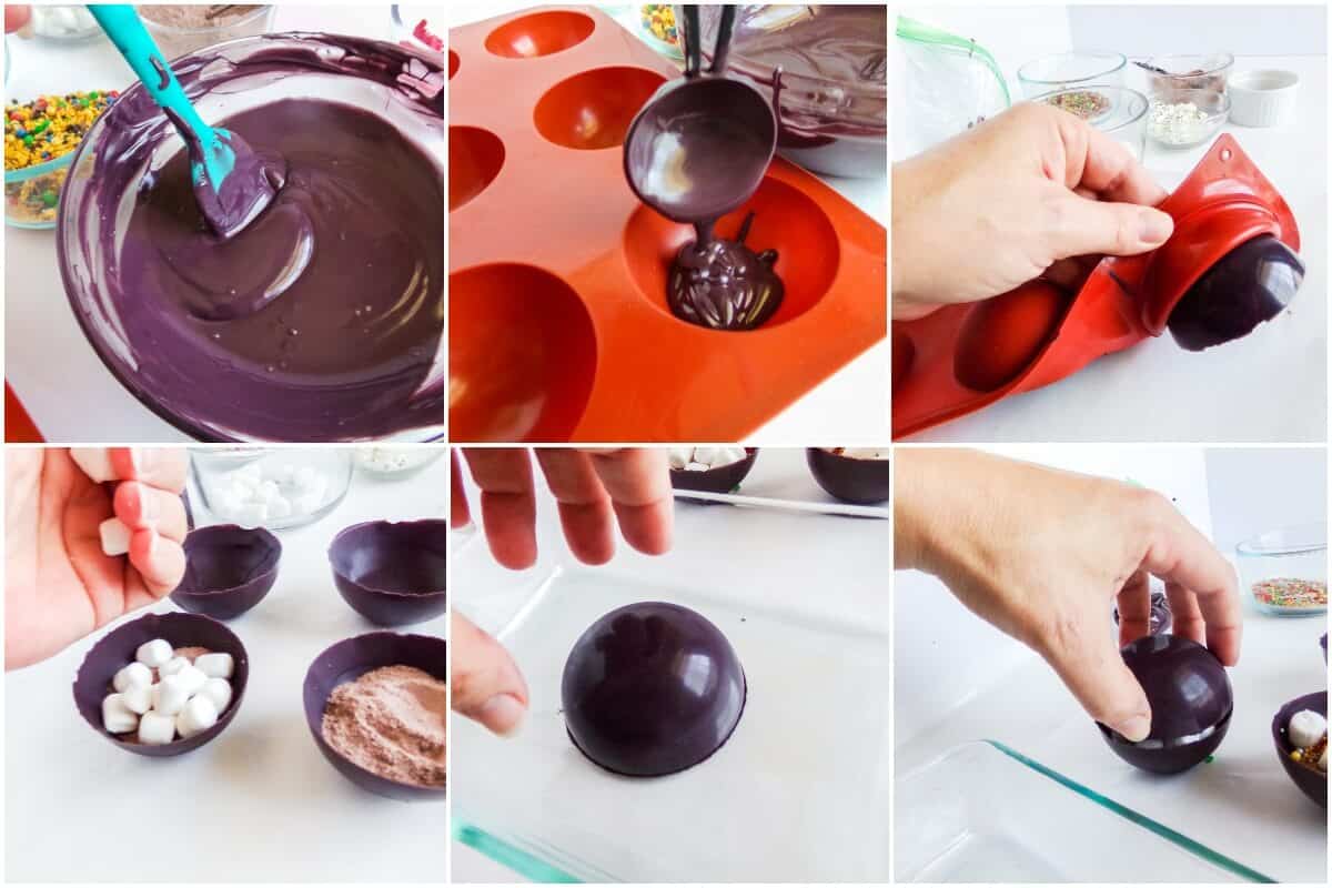 photo collage tutorial of how to make harry potter hot cocoa bombs