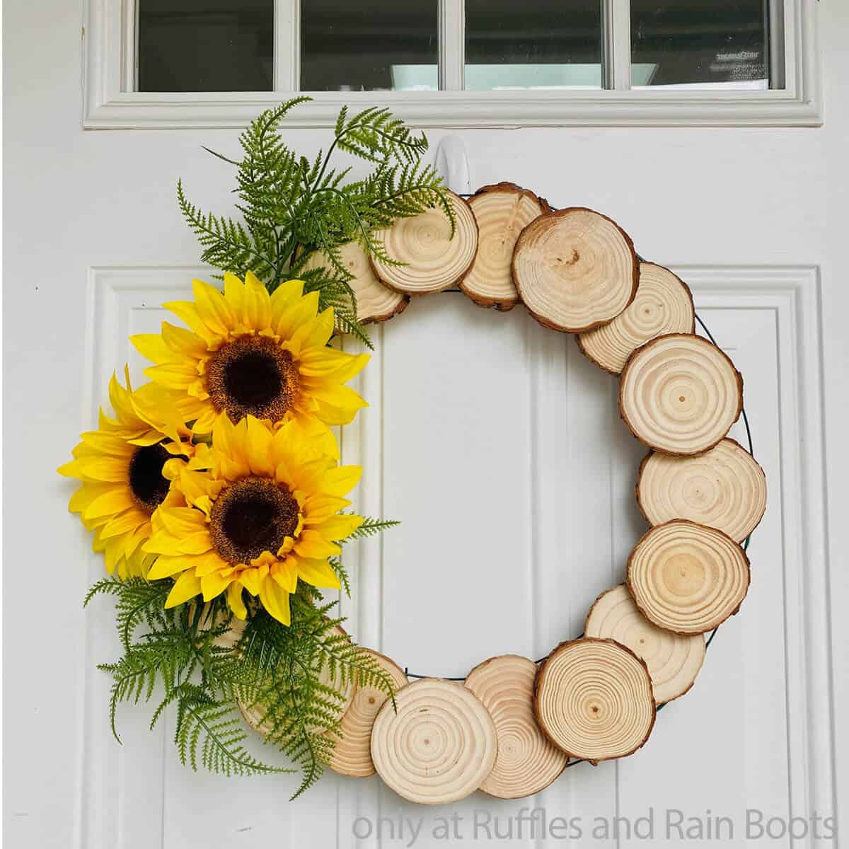 wood round sunflower summer wreath