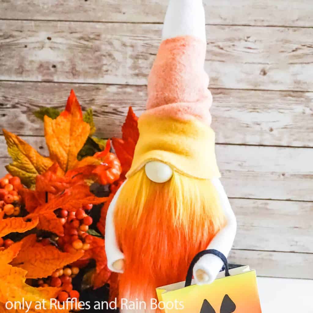 DIY Candy Corn Gnome for Halloween - Ruffles and Rain Boots