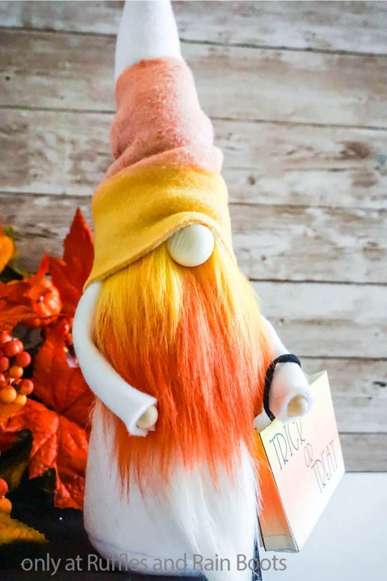 DIY Candy Corn Gnome for Halloween - Ruffles and Rain Boots