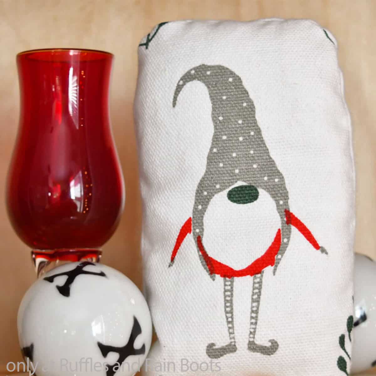 christmas gnome ornament from a napkin