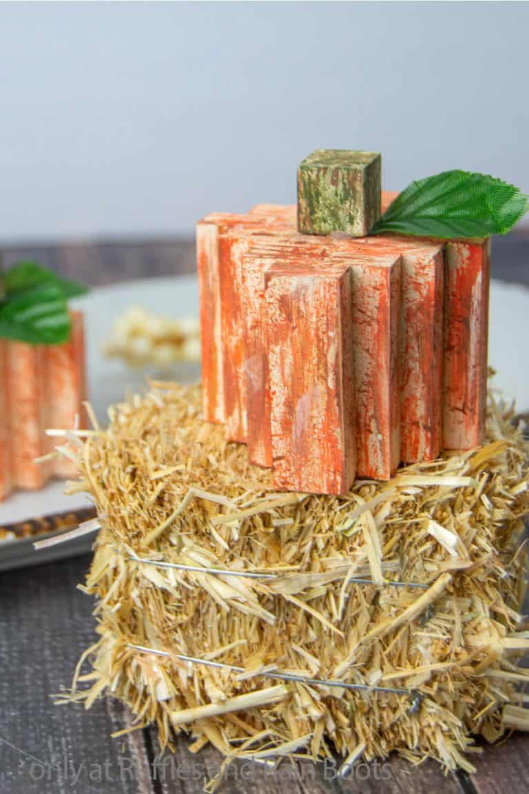 How to Make a Rustic Wood Block Pumpkin Dollar Tree Craft Fast