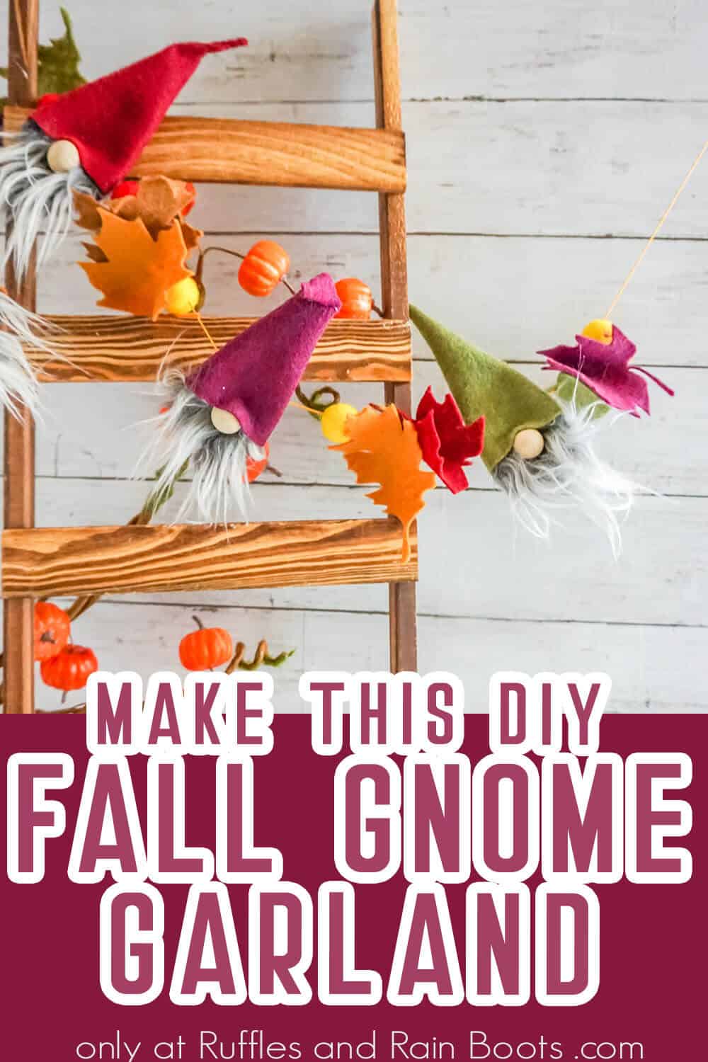 fall gnome banner gnome pattern with text which reads make this diy fall gnome garland