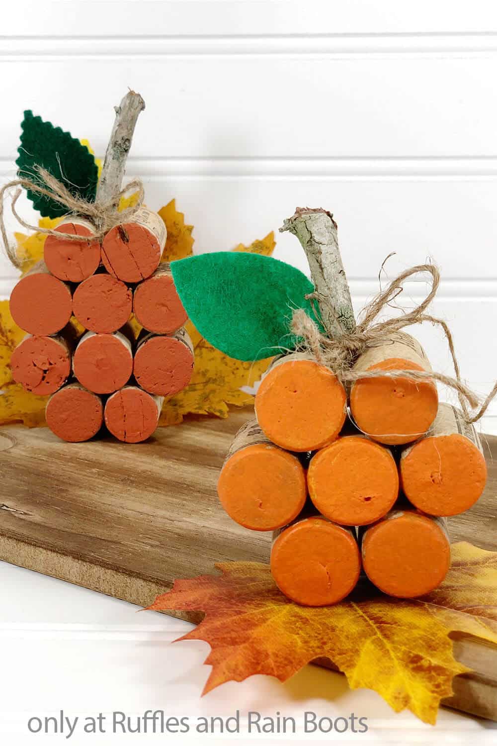 fall pumpkin craft from wine corks