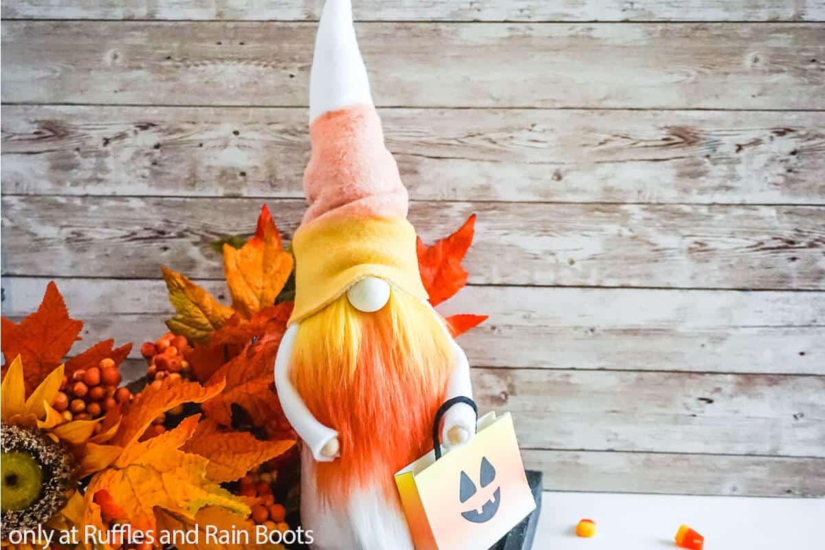 sewing pattern for a halloween gnome with orange beard