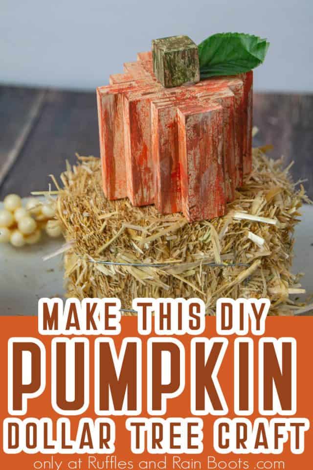 How to Make a Rustic Wood Block Pumpkin Dollar Tree Craft Fast