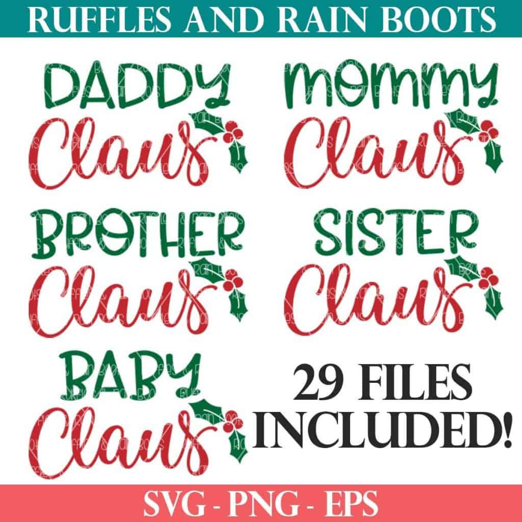 family Claus Christmas SVG bundle from ruffles and rain boots