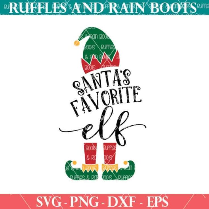 Santa's favorite elf SVG in red green yellow and text in black