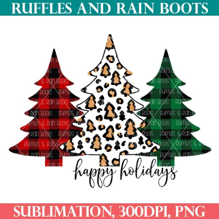 Image for Christmas Tree Sublimation with Leopard and Buffalo Check