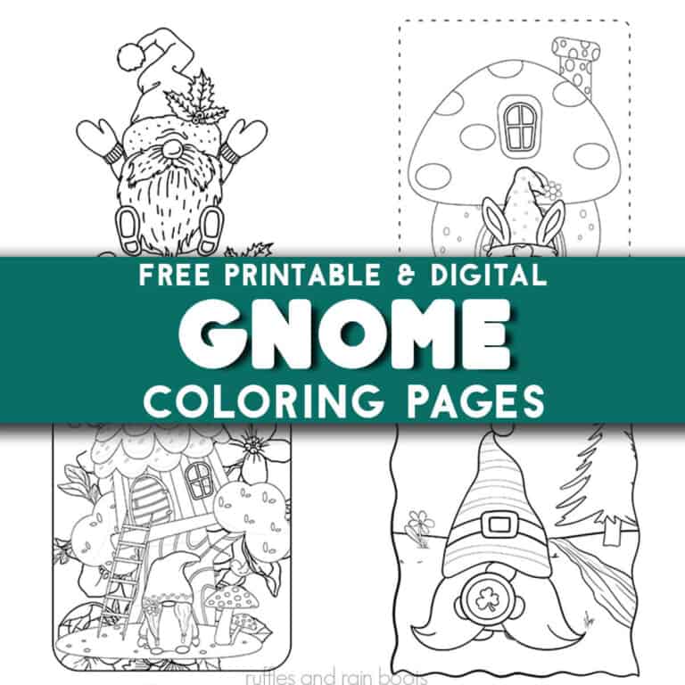 Free Gnome Coloring Pages – Printable or Digital