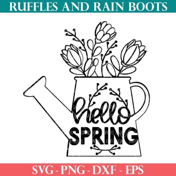 Image for Free Hello Spring Watering Can SVG