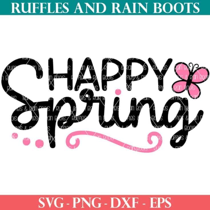 Image for Free Happy Spring SVG with Butterfly