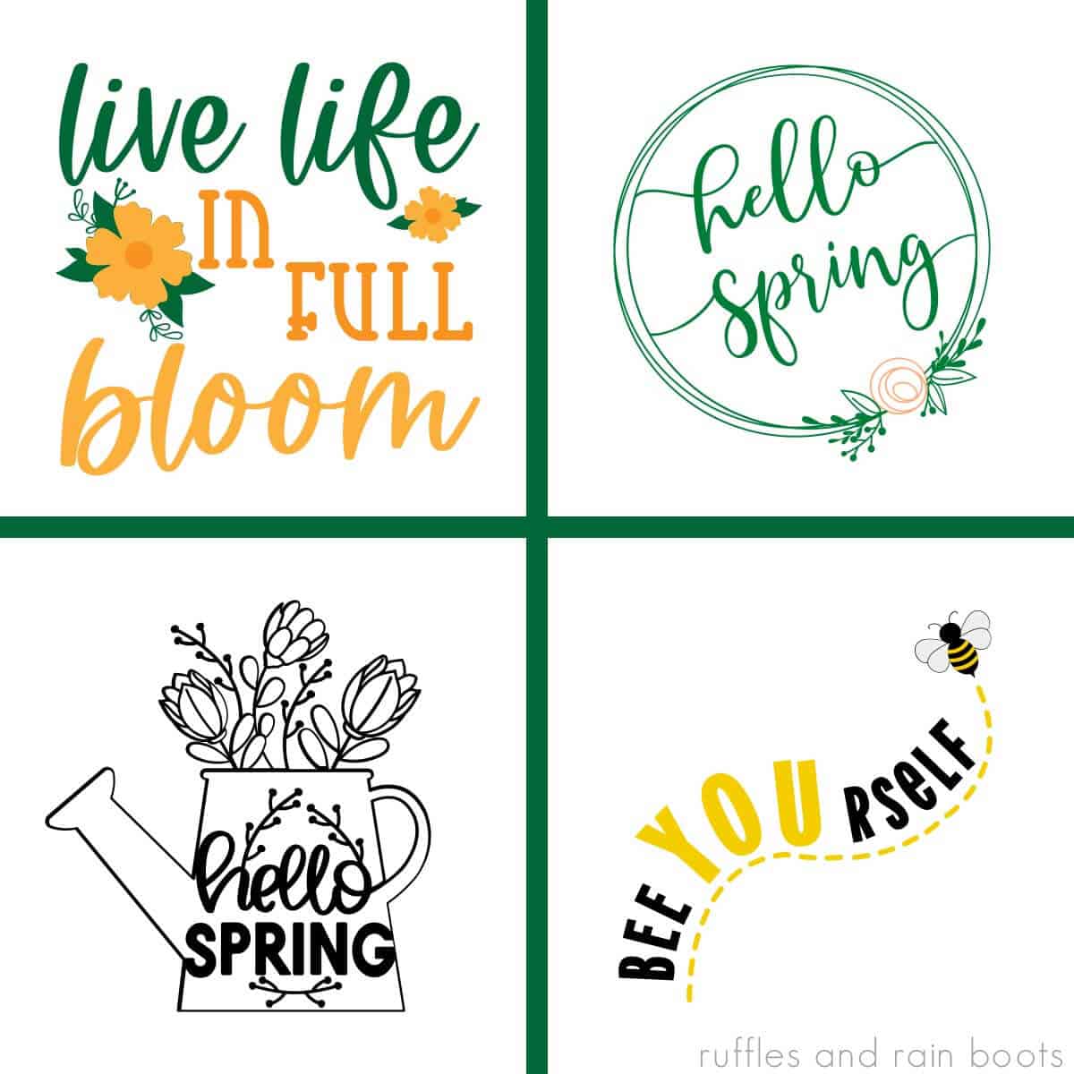 Spring SVG Free Cut Files for Spring Crafting -Ruffles and Rain Boots