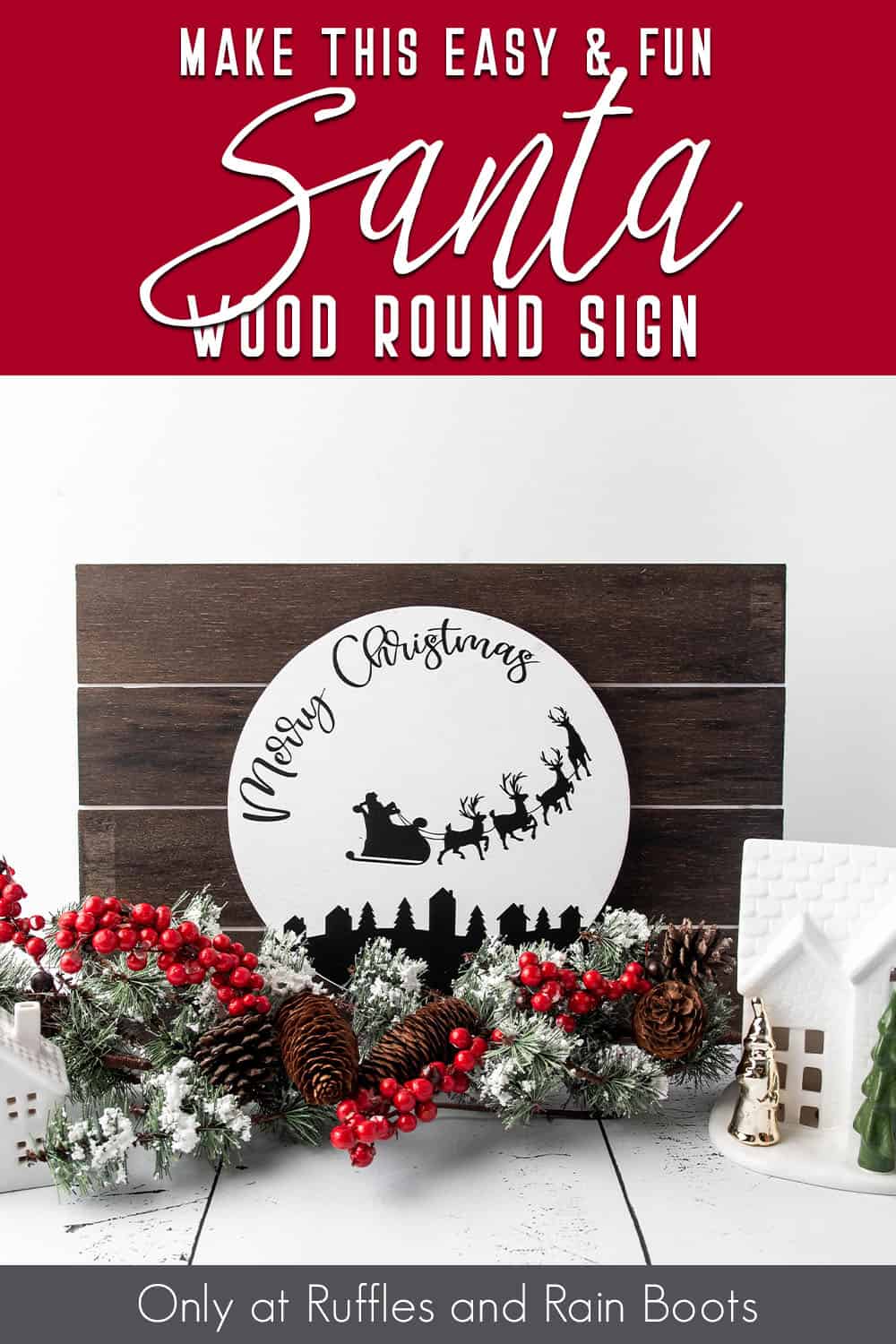 Free Merry Christmas SVG for round Christmas sign made with Cricut or Silhouette.