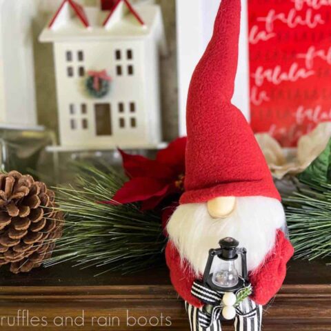 Christmas Shelf Sitter Gnome with Legs - Ruffles and Rain Boots