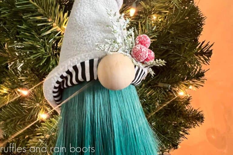 Holiday Gnome with Doll Hair Beard Ruffles and Rain Boots