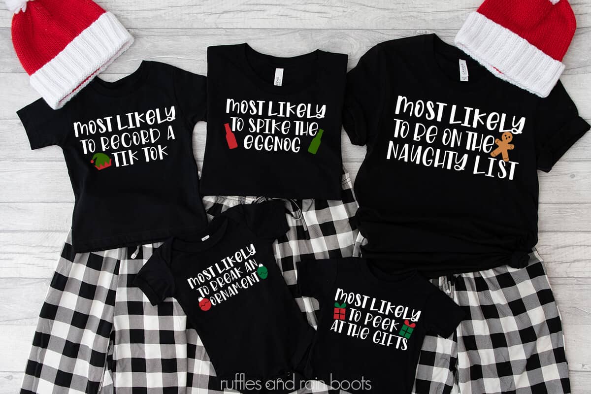 Most Likely To Christmas Shirt Funny Matching Family Pajamas Unisex Form T- shirt