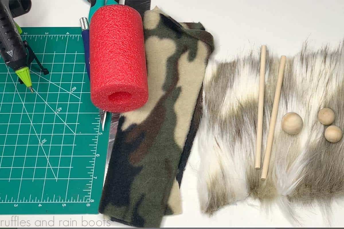 Image of supplies to create a homemade standing gnome with boots.