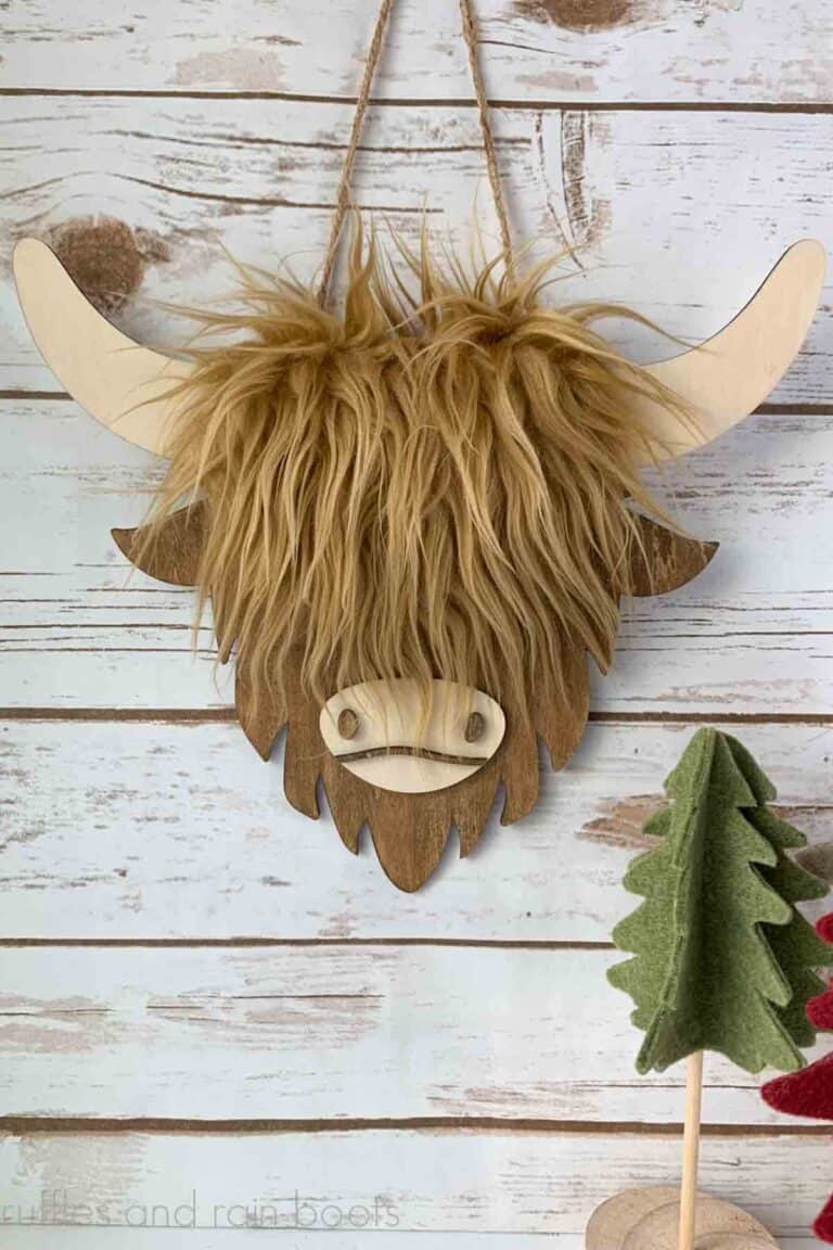 DIY Highland Cow Door Sign - Ruffles and Rain Boots