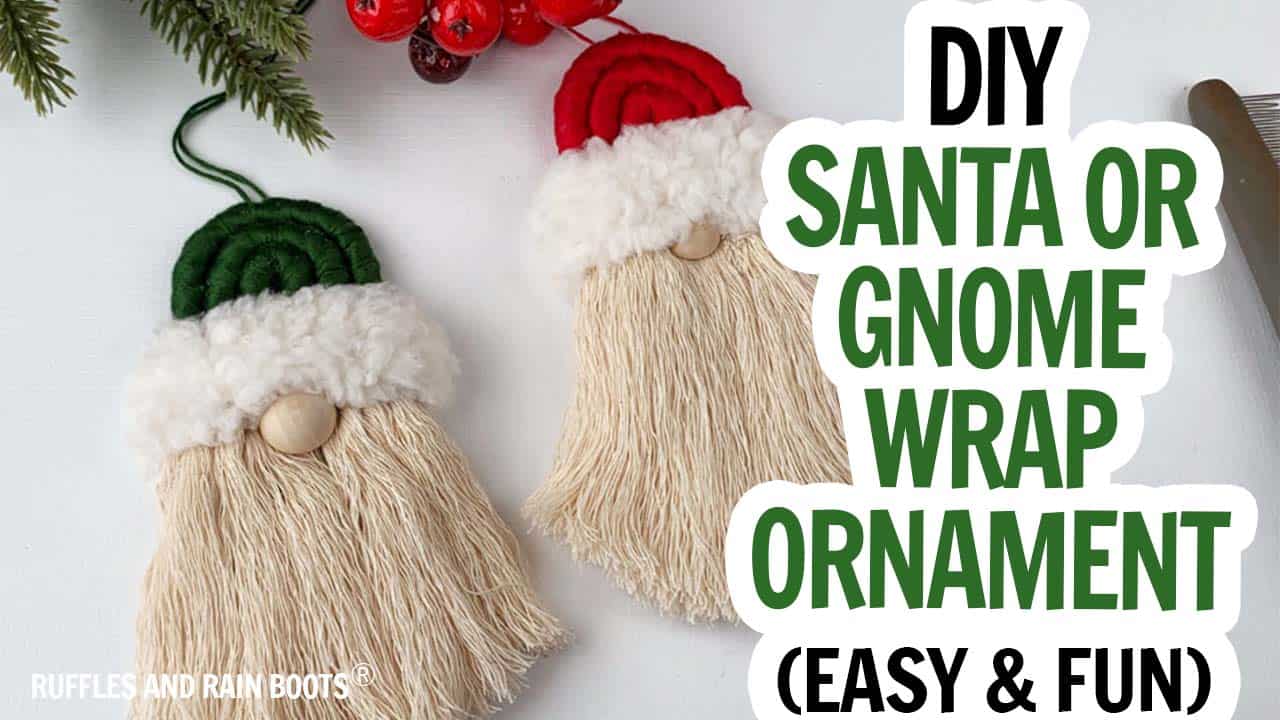DIY Wrapped Rope Santa Ornament Free Tutorial Ruffles and Rain Boots