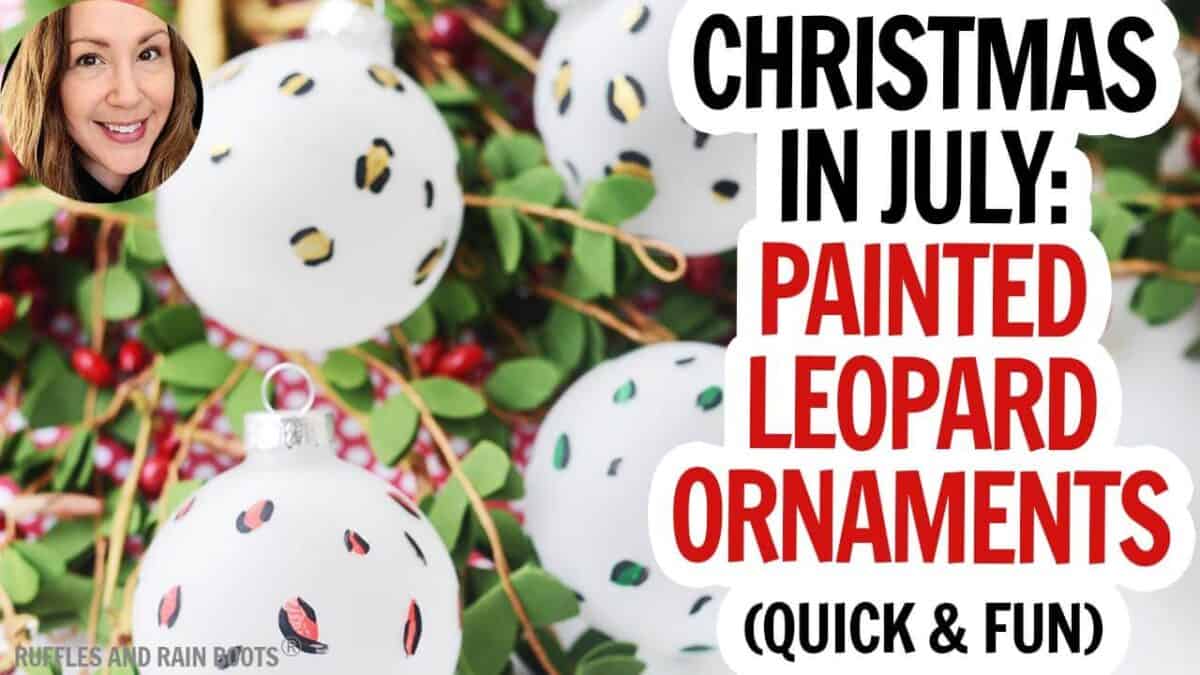 Horizontal thumbnail image for YouTube which shows colorful ornaments and text which reads: painted leopard ornaments.