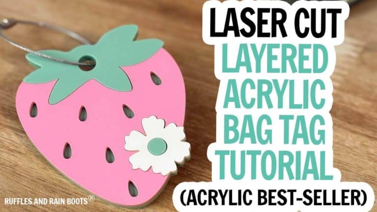 Laser Cut Acrylic Strawberry Bag Tag - Ruffles and Rain Boots