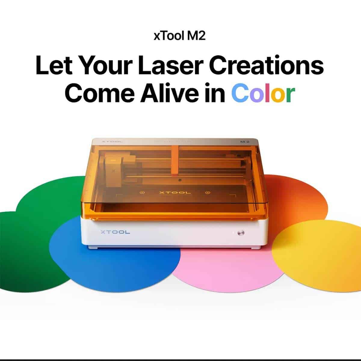 Square close up image of the xTool M2 laser printer combination.